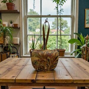 Patricia Nash Rosolini Leather Saddle Bag Satchel Crossbody Tropical Palm Print